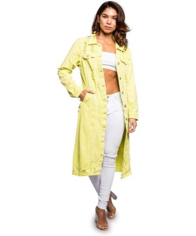 Women's Destroyed Denim Jacket Long Lime $28.59 Jackets