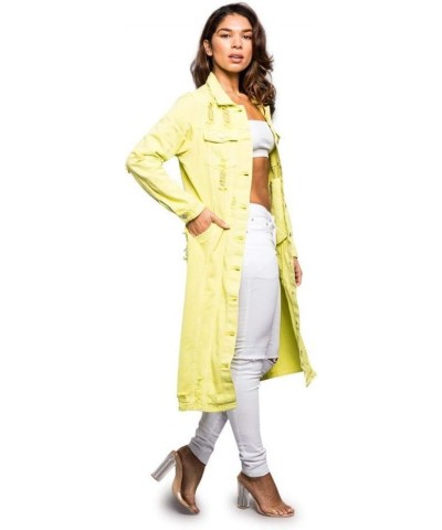 Women's Destroyed Denim Jacket Long Lime $28.59 Jackets