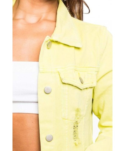 Women's Destroyed Denim Jacket Long Lime $28.59 Jackets