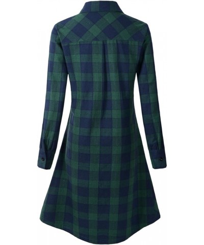 Womens Plaids V Neck Long Sleeve Irregular Hem Casual Shirt Dress Ngreen $16.00 Dresses