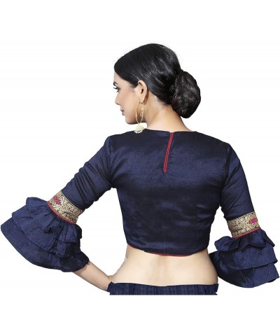 Women's Blouse for Saree Readymade Bollywood Designer New Indian Party Wear Padded Crop Top Choli Navy Blue 5 $25.20 Blouses