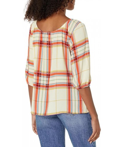 Women's 3/4 Sleeve Peasant Elastic-Hem Top Banana/Orange $9.03 Blouses