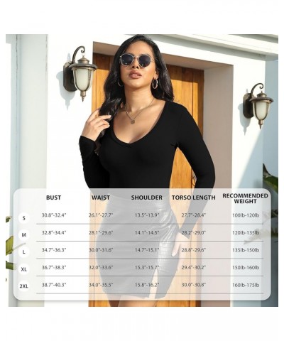 Womens 4/5 Pack V Neck Bodysuit Daily Casual Womens Long Sleeve Bodysuit Stretch Basic Body Suit Tops 5 Pack: Black&nude&ligh...