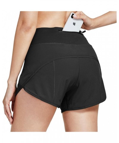 Womens 4" Running Shorts Quick Dry Athletic Active Hiking Shorts High Waisted Workout Shorts with Liner Black $9.50 Activewear