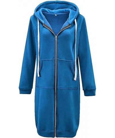 Women's Casual Long Hoodies Jacket Winter Tunic Sweatshirts Fashion Comfortable Full Zip Up Hooded Coats with Pockets Blue $1...