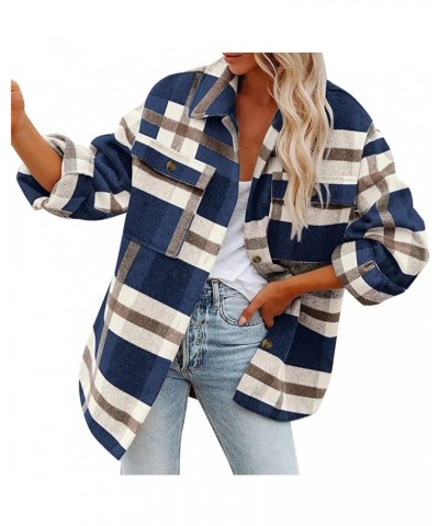 Winter Coats for Women Suit Collar Printed Pocket Jacket Black Trench Coat Trench Coats for Women Fall Wool Coats Blue-d $16....