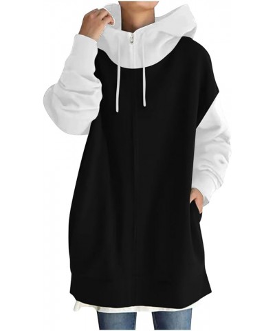 Sweatshirts Long Jackets for Women Casual Zip up Tunic Jackets Hoodies Sweatshirt Jackets Plus Size Fleece Lined Coat 03 Blac...