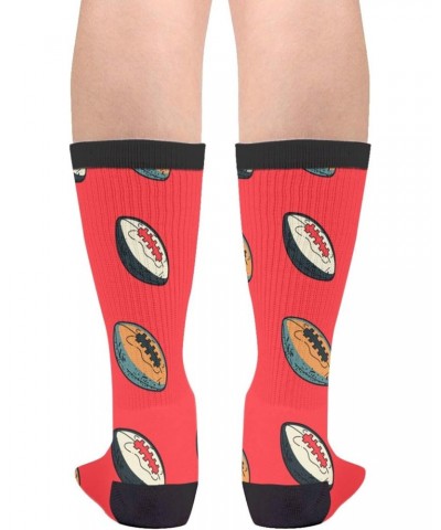 Rugby Ball Novelty Socks For Women & Men , Black and White, One Size $9.85 Activewear