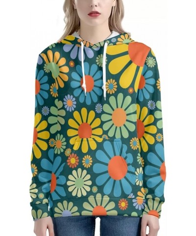 Women's Active Hoodies Athletic Sweatshirts with Front Kangaroo Pocket Long Sleeve Pullover Tops Colorful Hippie Flower $14.0...