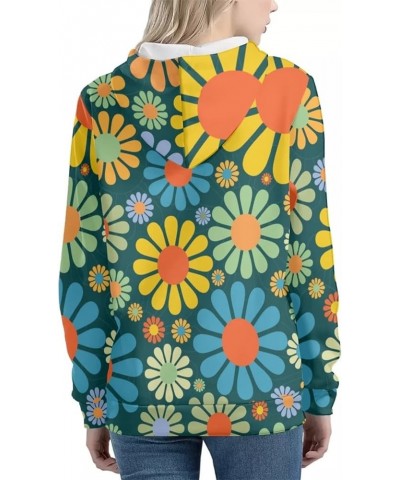 Women's Active Hoodies Athletic Sweatshirts with Front Kangaroo Pocket Long Sleeve Pullover Tops Colorful Hippie Flower $14.0...