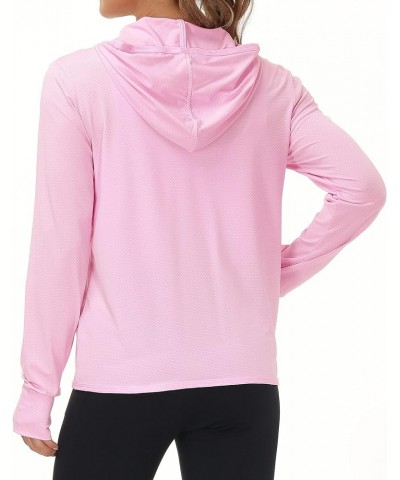 Women's UPF 50+ Sun Protection Hooded Jacket Long Sleeve UV Shirts With Pockets Hiking Outdoor Performance Pink $13.34 Jackets