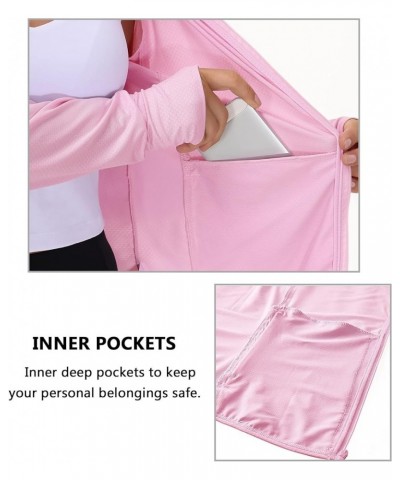 Women's UPF 50+ Sun Protection Hooded Jacket Long Sleeve UV Shirts With Pockets Hiking Outdoor Performance Pink $13.34 Jackets