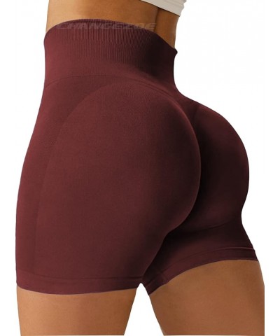 Women Butt Scrunch Workout Shorts Seamless High Waisted Amplify Gym Yoga Athletic Booty Shorts 1 Black Cherry $11.03 Activewear