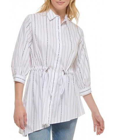 Women's Everyday Waist Tie Blouse Long Sleeve Wht/Blk 1 $26.71 Blouses