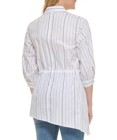 Women's Everyday Waist Tie Blouse Long Sleeve Wht/Blk 1 $26.71 Blouses