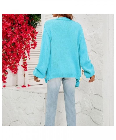 Women's Flower Cardigan Lantern Sleeve Sweater Flower Applique Open Front Knit Cardigan Sweater Floral Fit Knit Outfit Cyan $...