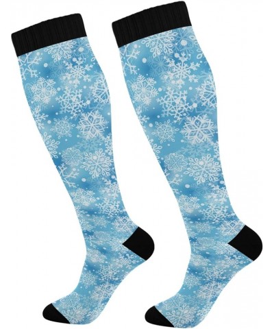 Mardi Gras Lilye Compression Socks for Women and Men Circulation Black Long Socks for Athletic Running 1 1 Blue Snowflakes $9...