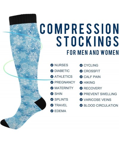 Mardi Gras Lilye Compression Socks for Women and Men Circulation Black Long Socks for Athletic Running 1 1 Blue Snowflakes $9...