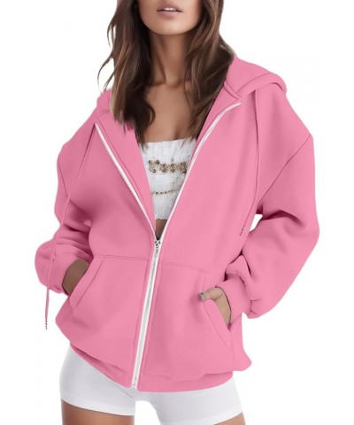 Women's Black Zip Up Hoodie Cute Y2K Fall Sweatshirt Oversized Jacket with Drawstring for Teen Girls Clothing A-pink $5.89 Ho...