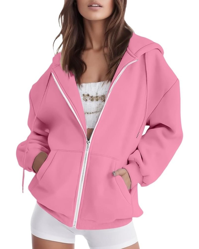 Women's Black Zip Up Hoodie Cute Y2K Fall Sweatshirt Oversized Jacket with Drawstring for Teen Girls Clothing A-pink $5.89 Ho...