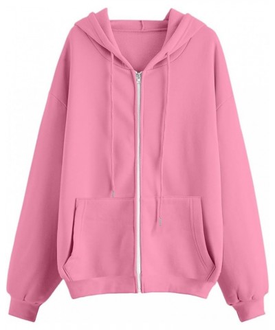 Women's Black Zip Up Hoodie Cute Y2K Fall Sweatshirt Oversized Jacket with Drawstring for Teen Girls Clothing A-pink $5.89 Ho...