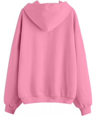 Women's Black Zip Up Hoodie Cute Y2K Fall Sweatshirt Oversized Jacket with Drawstring for Teen Girls Clothing A-pink $5.89 Ho...