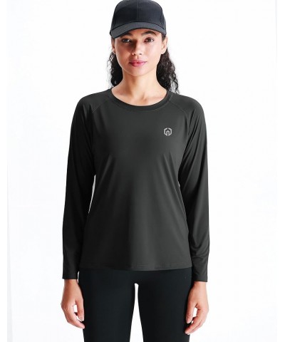 Women's Dry Fit Workout Running Long Sleeve Shirt 8024 Black/Grayish Blue/Blackish Green,3 Pack $15.91 Activewear