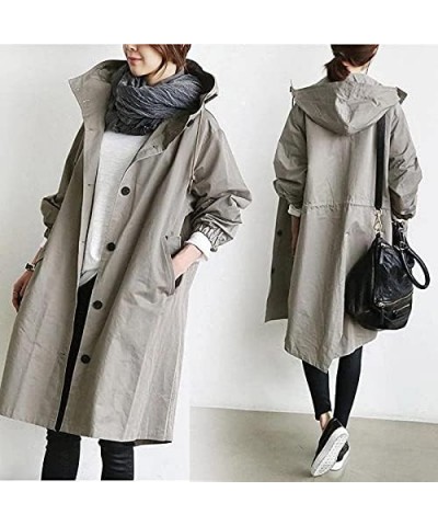 Water Resistant Oversized Hooded Windbreaker Rain Jacket, Outwear Elegant Windbreaker Wild Winter Coat Blue $20.64 Coats