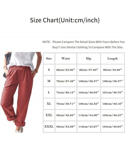 Women's Linen Pants Solid Cotton Elastic Waist Casual Straight Trousers Long Pants Summer, S-3XL Army Green $8.77 Pants