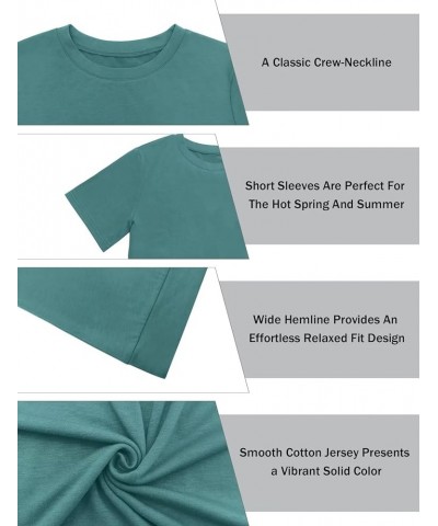 Women Summer Basic Tee Crewneck T-Shirts Short Sleeves Solid Color Block Tunic Tops Casual Blouses 1 Teal $14.24 T-Shirts