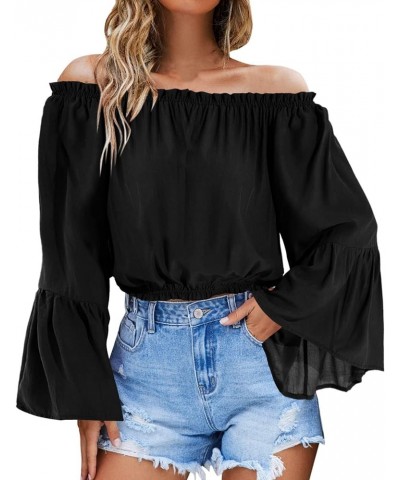 Polo Shirts for Women,Womens Summer Casual T Shirt Cute Cold Shoulder Short Sleeve V Neck Tops Trendy Sexy F101black $11.20 U...