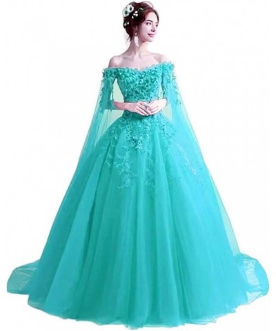 Women's Off The Shoulder Masquerade Puffy Prom Dress Long Ball Gowns Quinceanera Gothic Dress Sweet 16 Aqua $46.00 Dresses