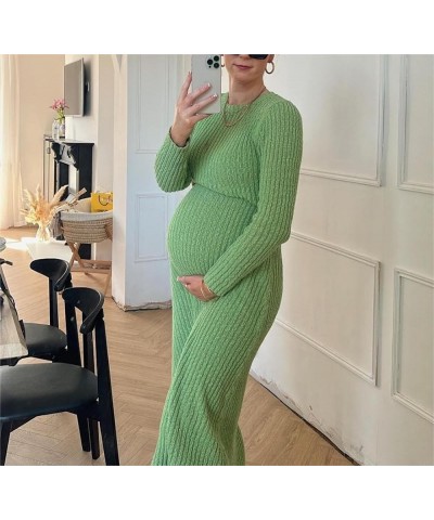 Womens Ribbed Knit Maxi Dress Long Sleeve Crew Neck Slim Fit Fall Sweater Dress Clubwear C-9325 Knit Long Dress Green $13.92 ...