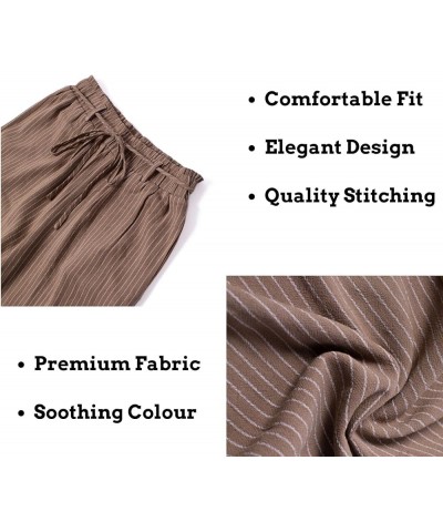 Women's Wide Leg Summer Linen Pants - High Waisted Casual Loose Trousers with Pockets Taupe-white $26.31 Pants