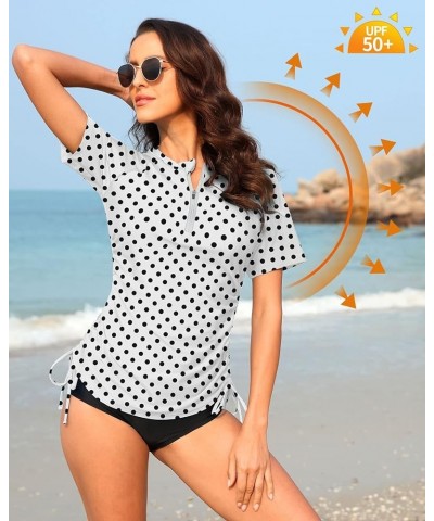 Women Rash Guard Long Sleeve Swim Shirts UPF 50 Sun Protection Swimsuit Top Bathing Suit No Bottom D-white | Black Dot $20.64...