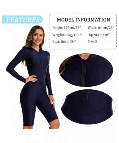 Long Sleeve Swimsuit for Women One Piece Knee High Bathing Suit Rash Guard Half Zip Surfing Wear Athletic Swimwear Long Sleev...