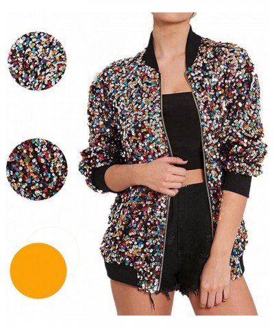 Women's Fashion Sequin Jackets Open Front Suit Jacket Long Sleeve Glitter Party Shiny Lapel Coat Rave Outerwear 3-black $20.2...