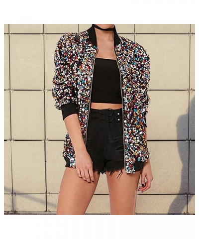 Women's Fashion Sequin Jackets Open Front Suit Jacket Long Sleeve Glitter Party Shiny Lapel Coat Rave Outerwear 3-black $20.2...