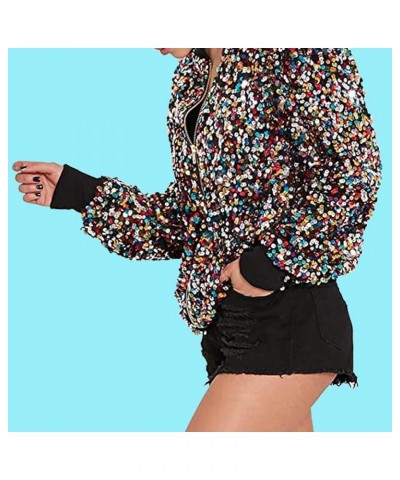 Women's Fashion Sequin Jackets Open Front Suit Jacket Long Sleeve Glitter Party Shiny Lapel Coat Rave Outerwear 3-black $20.2...