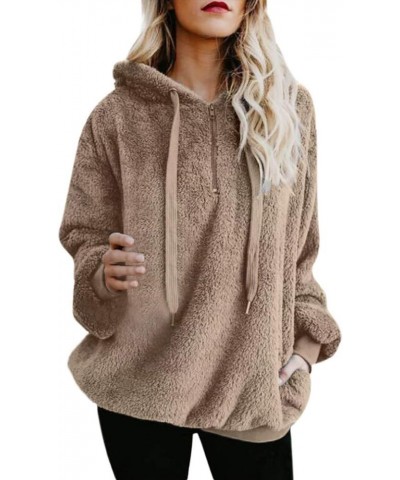 Womens Sweatshirt, Fashion Comfy Soft Cute Hooded Winter Warm Zipper Pocket Pullover Zb-khaki $7.44 Sleep & Lounge