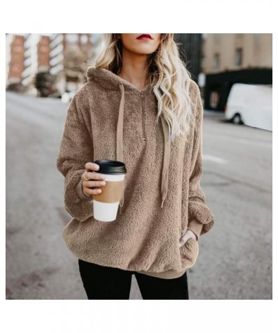 Womens Sweatshirt, Fashion Comfy Soft Cute Hooded Winter Warm Zipper Pocket Pullover Zb-khaki $7.44 Sleep & Lounge