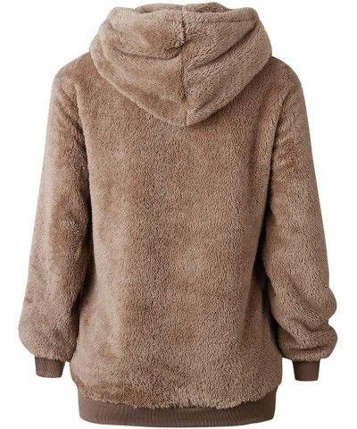 Womens Sweatshirt, Fashion Comfy Soft Cute Hooded Winter Warm Zipper Pocket Pullover Zb-khaki $7.44 Sleep & Lounge