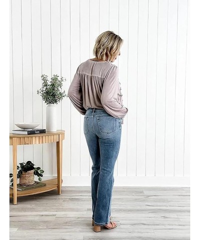 Holy Grail Tummy Control Bootcut Jeans, Stretchy Stadeke Tummy Control Jeans, Classic Waisted Flare Jeans Light Blue Lengthen...