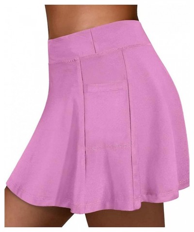 Summer Breathable Tennis Skirt for Women with Pockets Athletic Golf Skorts Skirts Shorts 2023 New Workout Running Sports Pink...