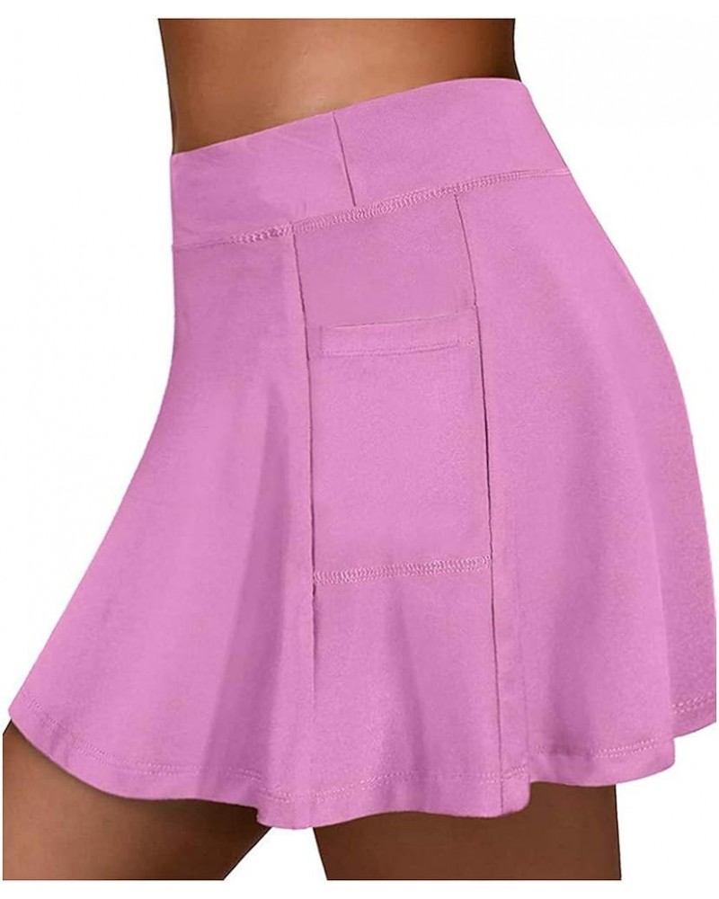 Summer Breathable Tennis Skirt for Women with Pockets Athletic Golf Skorts Skirts Shorts 2023 New Workout Running Sports Pink...