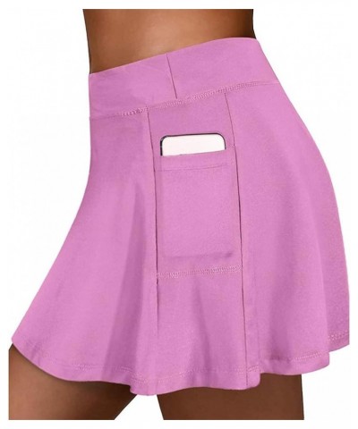 Summer Breathable Tennis Skirt for Women with Pockets Athletic Golf Skorts Skirts Shorts 2023 New Workout Running Sports Pink...