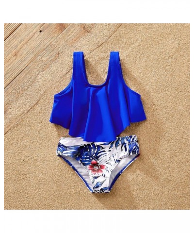 Mommy and Me Matching Swimsuit One Piece Leaves Printed V Neck Bathing Suits Family Swimwear Matching Set Boy Bluefloral $14....