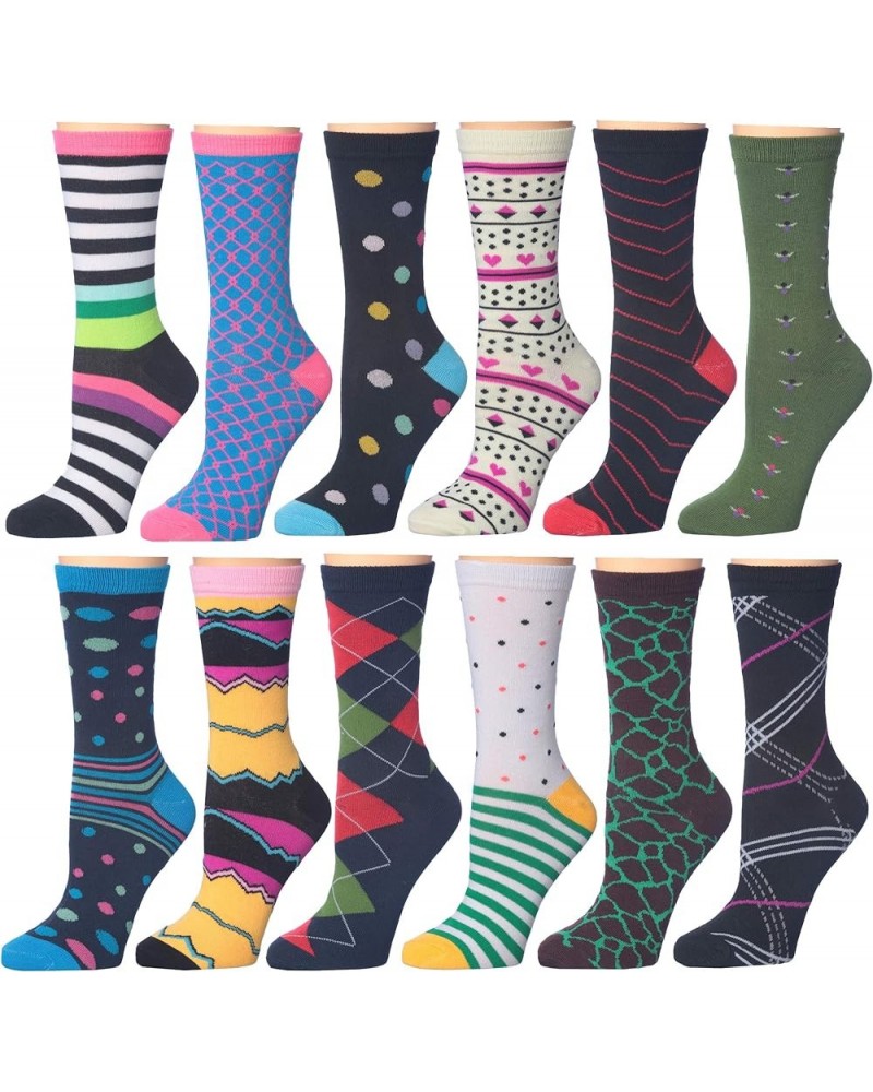 12/24/48 Pairs Pack Women's Colorful Patterned Cute Funny Casual Fashion Crew Socks Polka Stripe $16.51 Socks