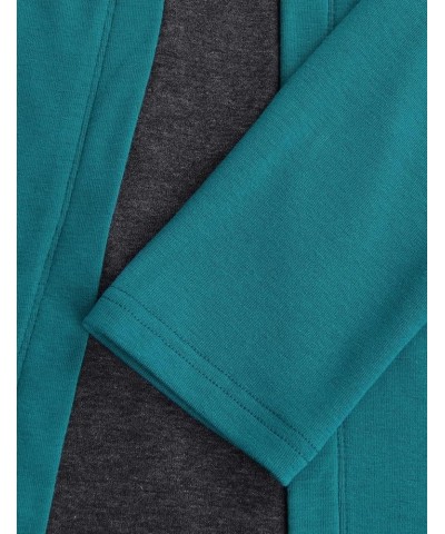 Womens Long Sleeve Cowl Neck Warm Splicing Tunic Tops with Buttons Dark Cyan $16.34 Tops