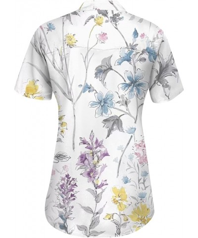 Summer Tops for Women 2023 Short Sleeve Button V Neck Graphic Floral Trendy Shirts Top Dressy Casual Tee Blouses E Light Purp...